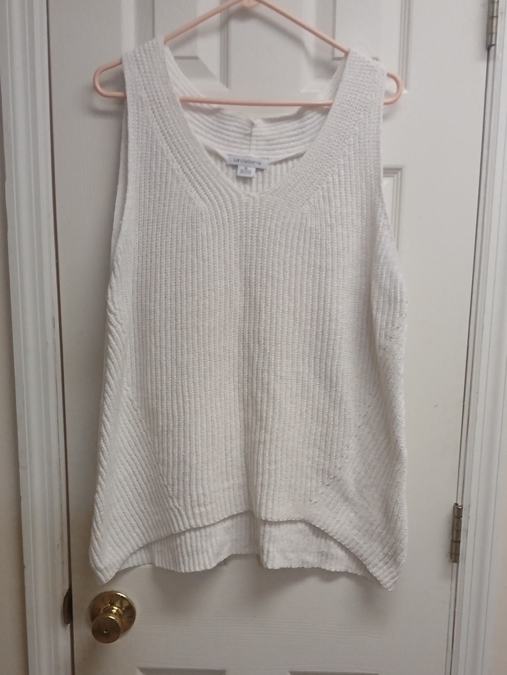 ​Liz Claiborne White V-Neck Knit Sleeveless Tank Top Sweater XL - Picture 4 of 11
